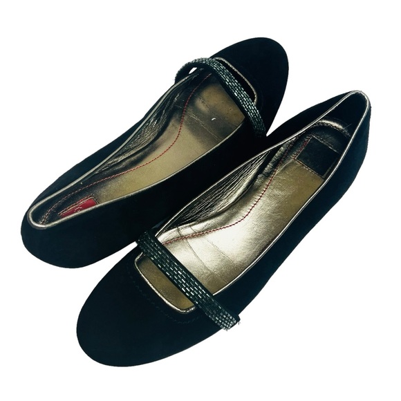Coach Shoes - Coach Black Suede Flats ELISSA Shoes Size 8B